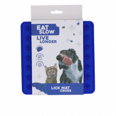 Eat Slow Live Longer Lick Mat Cross Blauw