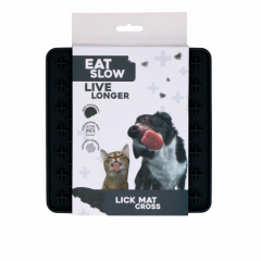 Eat Slow Live Longer Lick Mat Cross Grijs