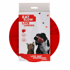 Eat Slow Live Longer Lick Mat Dimensions Circle  Red