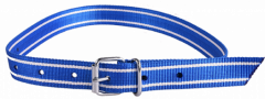 Koehalsband blauw/wit met tonggesp 130cm